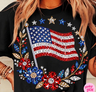 FAUX RHINESTONE FLAG